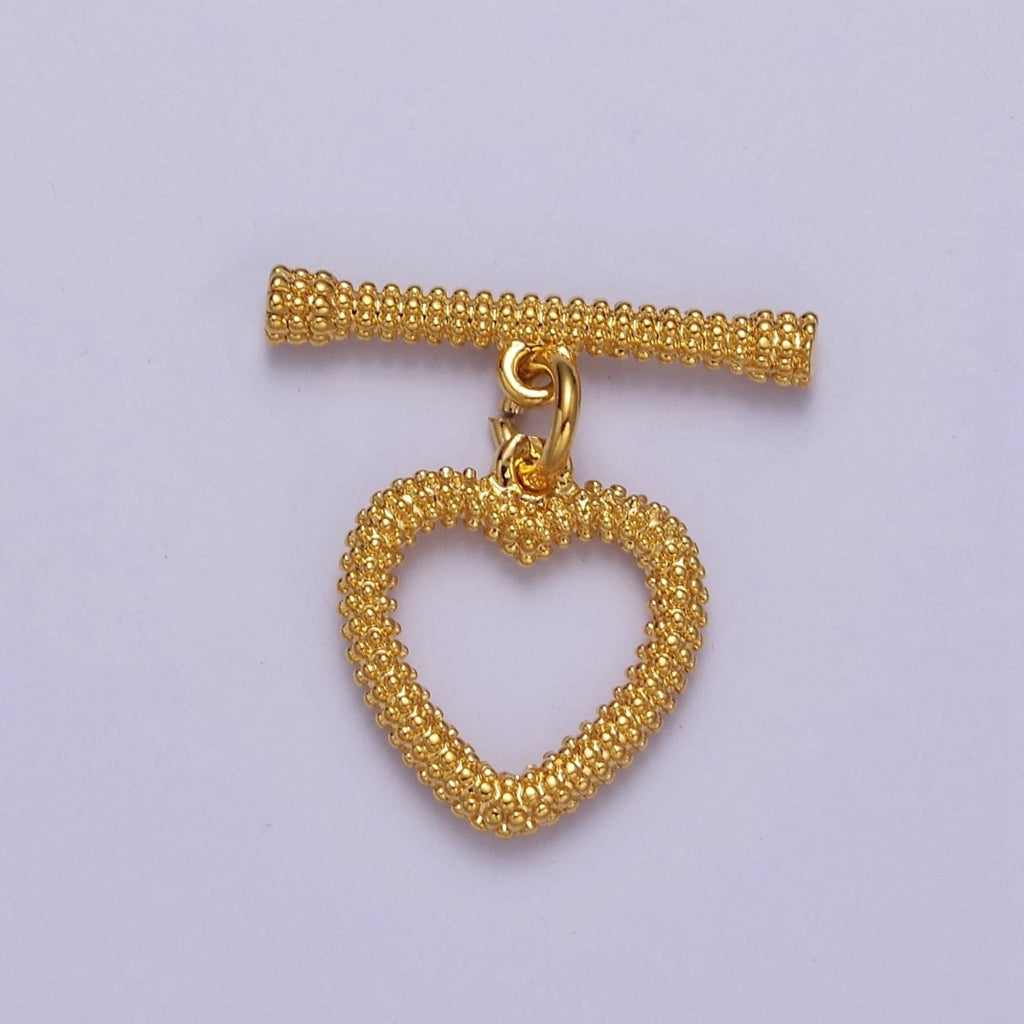 Heart Toggle Clasp Connector, 24k Gold plated Toggle Clasp, Jewelry End Clasp for Bracelet, Necklace Closure L-644 L-682 L-683 - DLUXCA