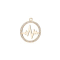 Heartbeat Charm, Micro Pave CZ Charm, 18K Gold plated Pendant Dainty Love Heart Beat Round Necklace Charm for Jewelry Making,C-566 - DLUXCA