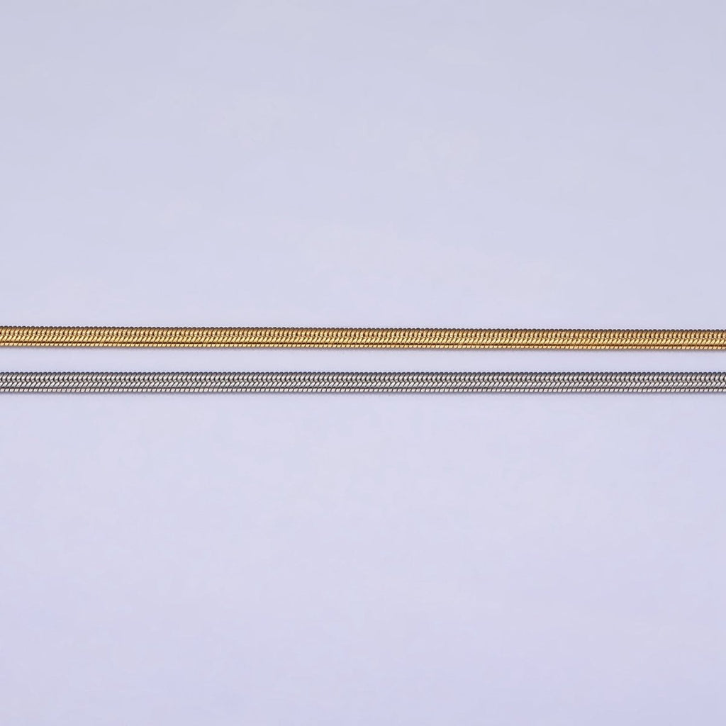 Herringbone Necklace in Gold Stainless Steel Snake Chain 17.75 inch Dainty Ready to Wear Chain for Minimalist Jewelry | WA-1548 WA-1549 Clearance Pricing - DLUXCA