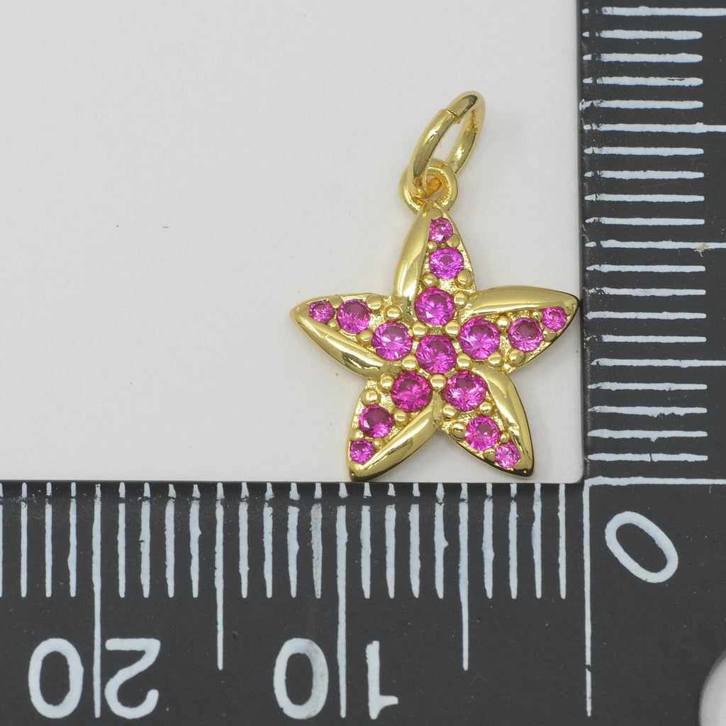 Hot Pink Star Gold plated Charm M-389 M-483