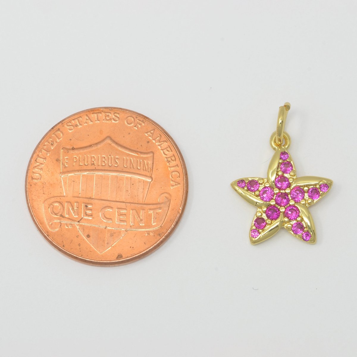 Hot Pink Star Gold plated Charm M-389 M-483