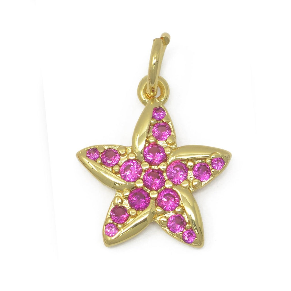 Hot Pink Star Gold plated Charm M-389 M-483