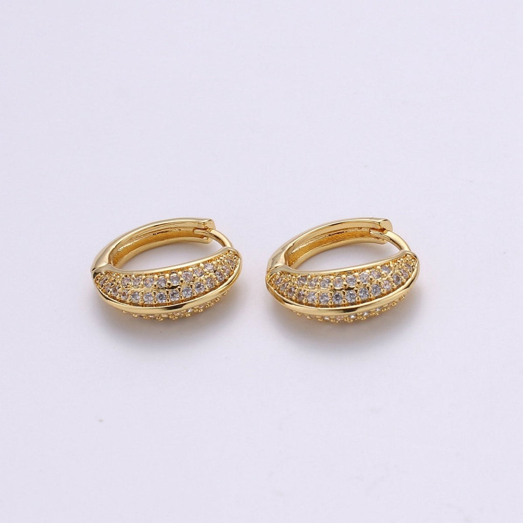 Huggie Earrings, Small hoop earrings, Gold hoops, Chunky Hoop Earrings, Cz Huggie Hoop Earrings, Minimalist hoop earrings, Dainty Cubic hoop K-861 K-862 - DLUXCA