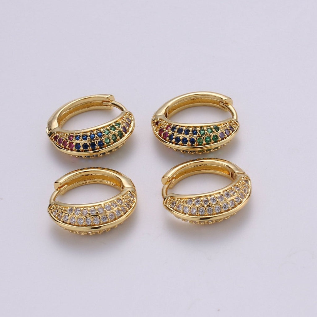 Huggie Earrings, Small hoop earrings, Gold hoops, Chunky Hoop Earrings, Cz Huggie Hoop Earrings, Minimalist hoop earrings, Dainty Cubic hoop K-861 K-862 - DLUXCA