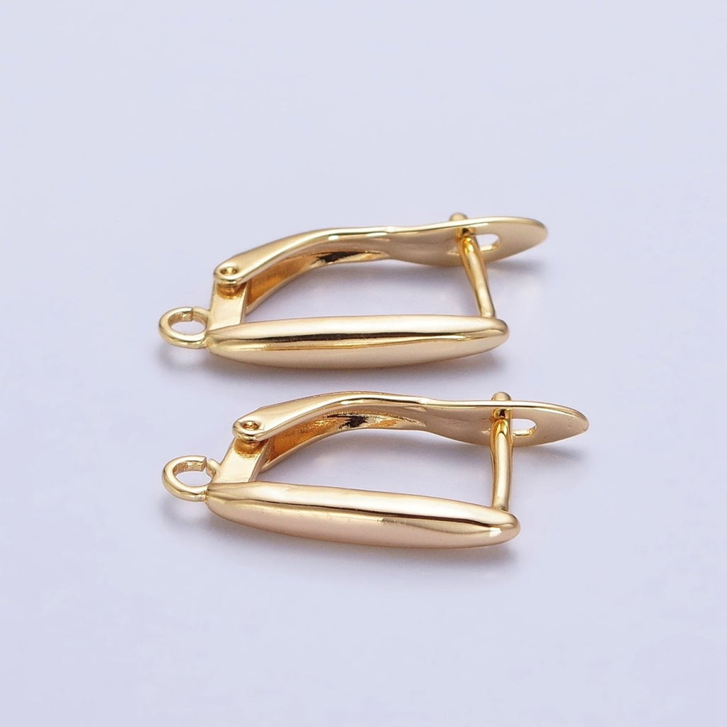 Huggie Hoop One-Touch Hoop Earring Findings in 18K Gold Plating, Earring Hoop with Open Link Ring Z-165 Z-166 - DLUXCA