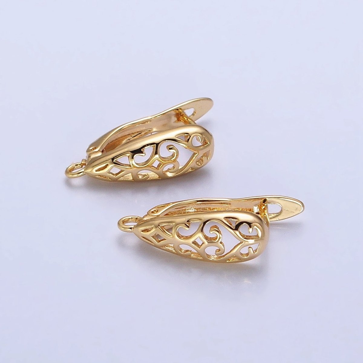 Huggie Hoop One-Touch Hoop Earring Findings in 18K Gold Plating Earring with Open Link Ring Z-167 Z-168 - DLUXCA