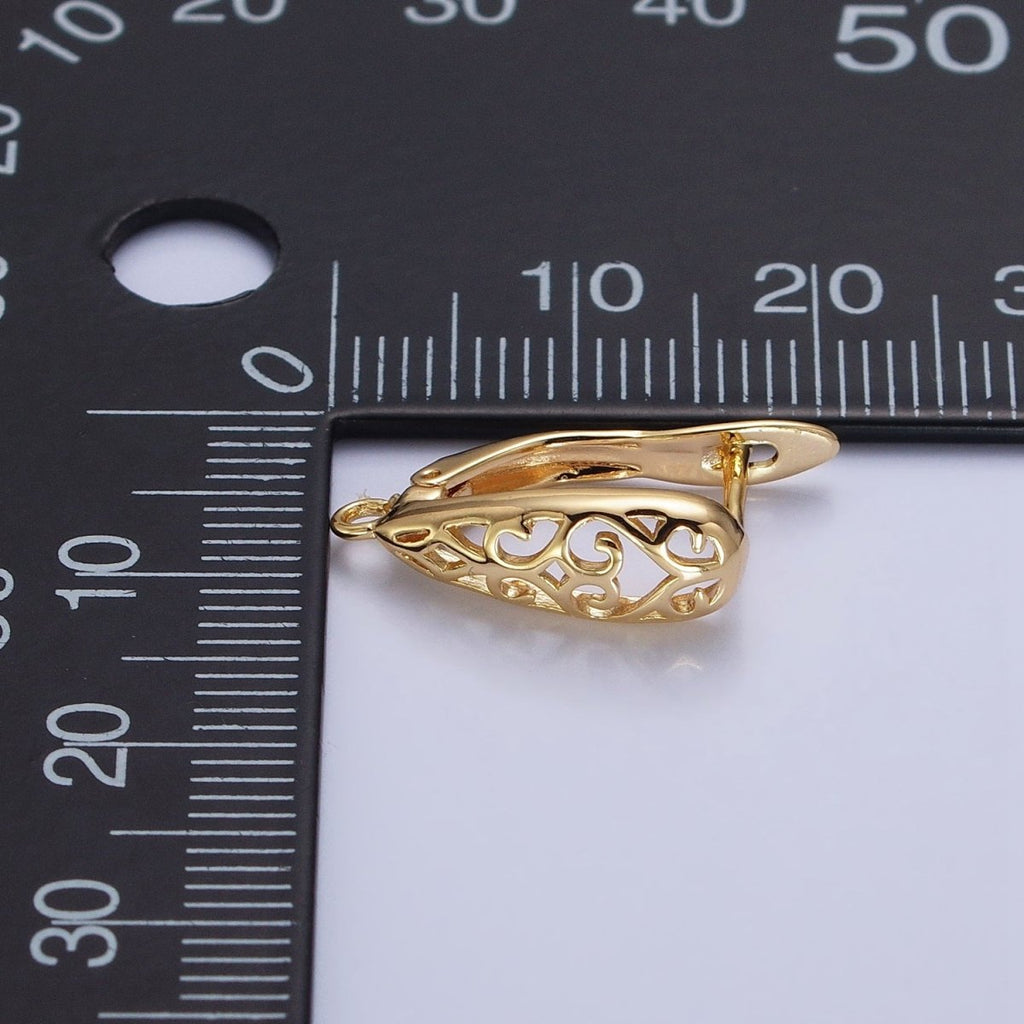 Huggie Hoop One-Touch Hoop Earring Findings in 18K Gold Plating Earring with Open Link Ring Z-167 Z-168 - DLUXCA
