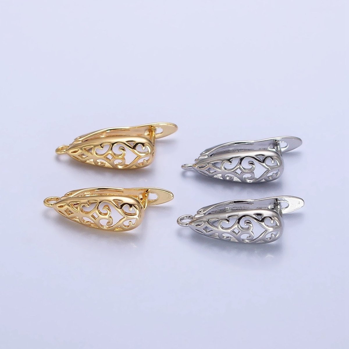 Huggie Hoop One-Touch Hoop Earring Findings in 18K Gold Plating Earring with Open Link Ring Z-167 Z-168 - DLUXCA