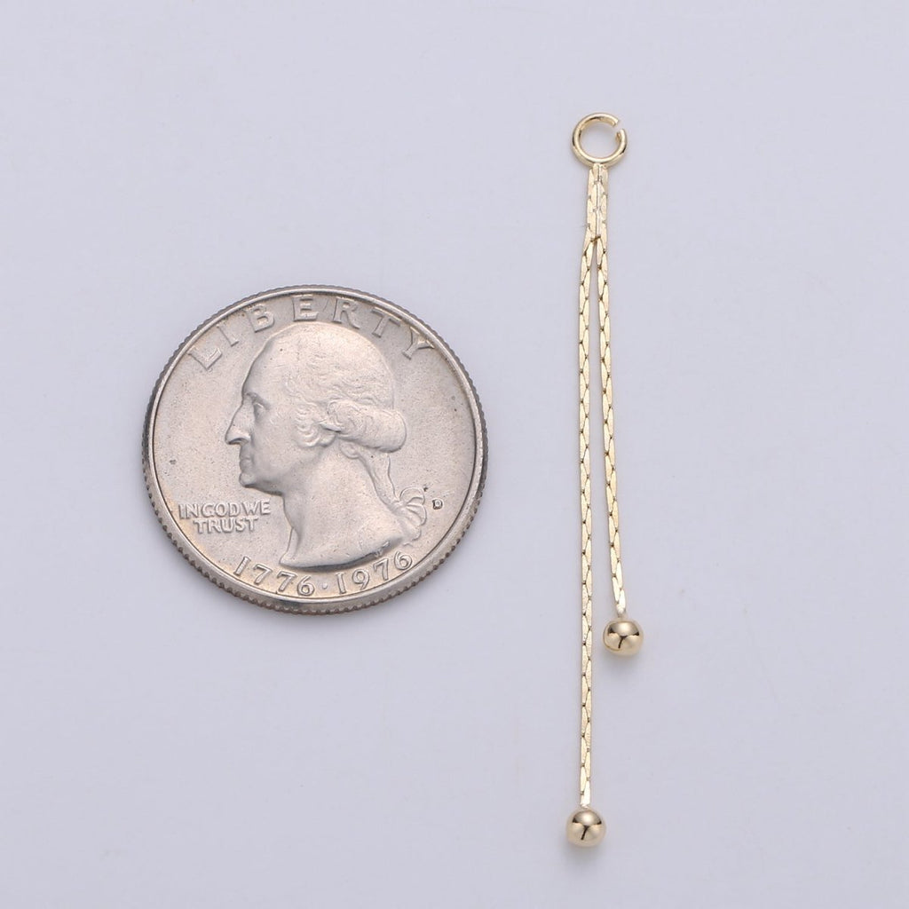 Hypoallergenic 44mm Gold Cobra Chain Beaded Double Strand Tassel Charm Supply | K-420 - DLUXCA