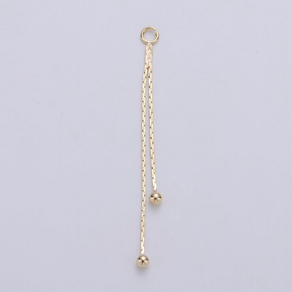 Hypoallergenic 44mm Gold Cobra Chain Beaded Double Strand Tassel Charm Supply | K-420 - DLUXCA