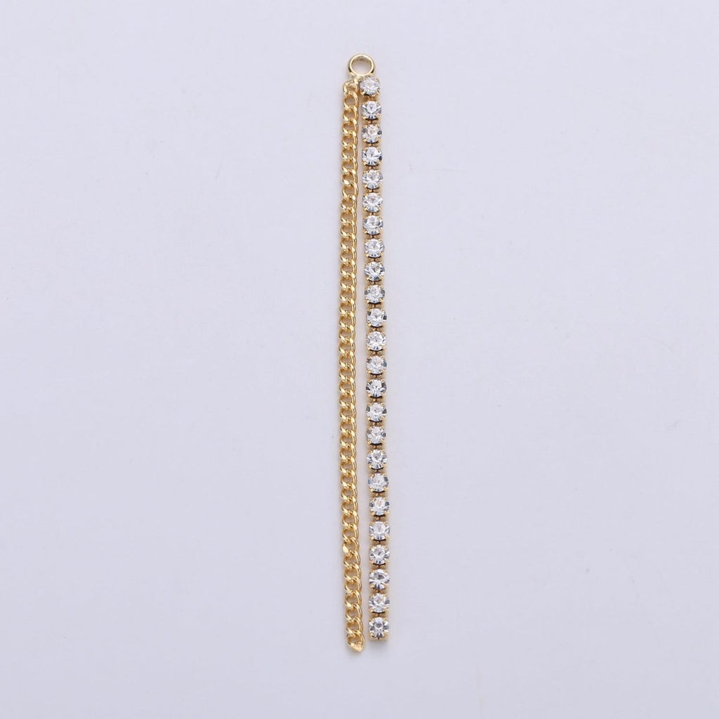 Hypoallergenic 65mm Gold Double Curb Tennis Chain Tassel Dangle Charm Supply | K-427 - DLUXCA