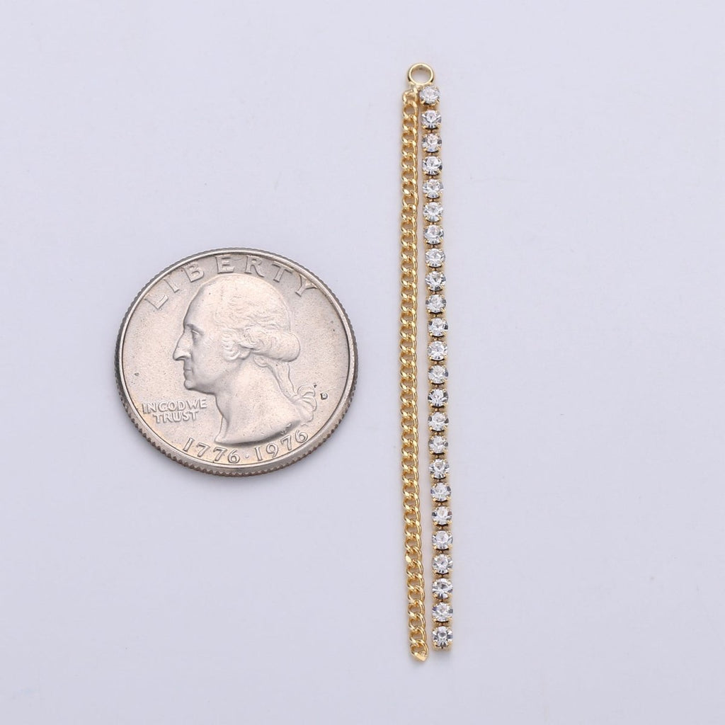 Hypoallergenic 65mm Gold Double Curb Tennis Chain Tassel Dangle Charm Supply | K-427 - DLUXCA