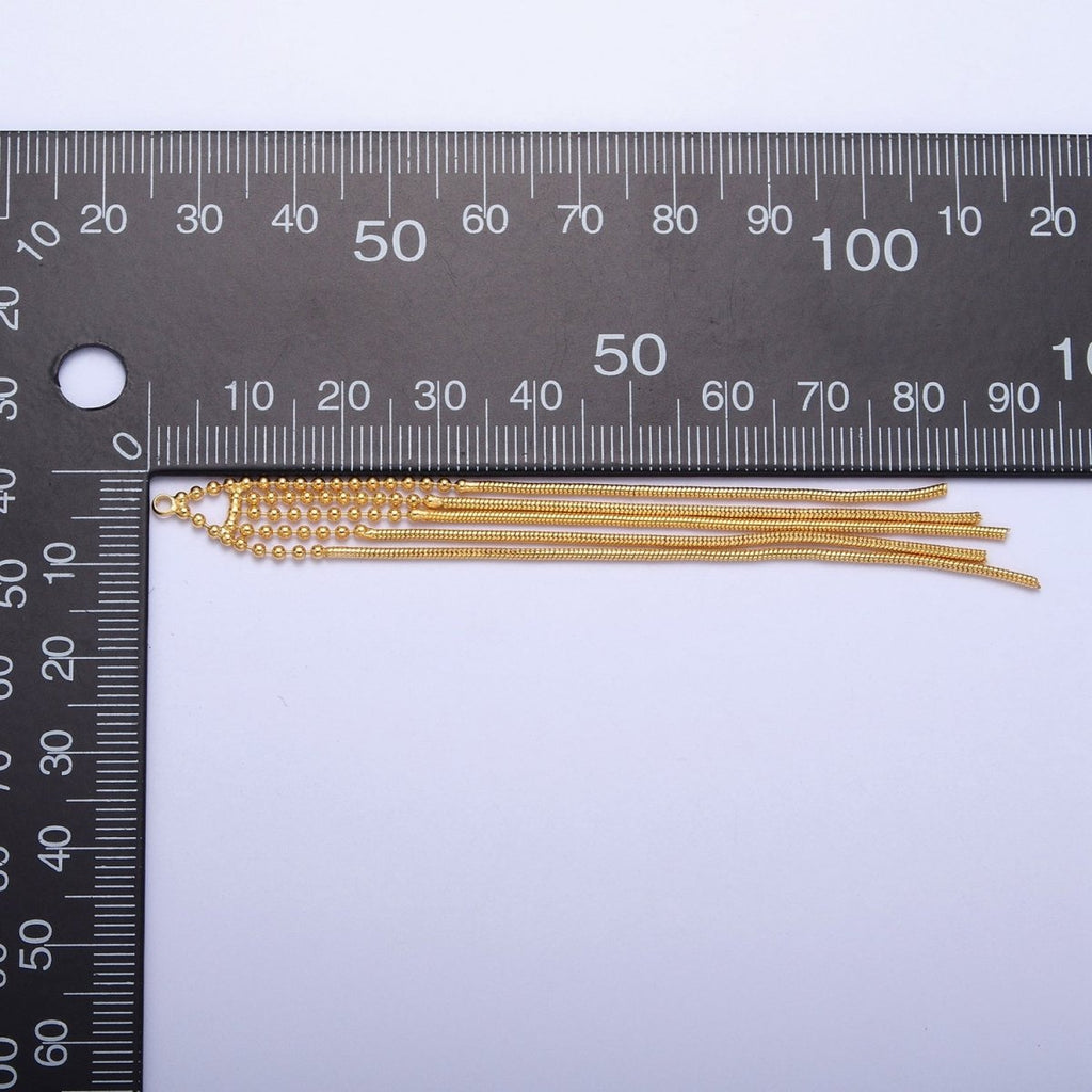Hypoallergenic 89mm Gold Beaded & Snake Omega Chain Tassel Charm, Jewelry Supply For DIY Making L-835 - DLUXCA