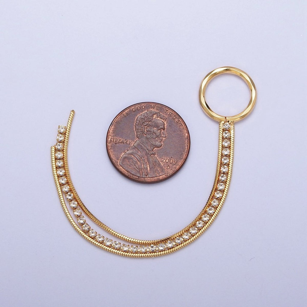 Hypoallergenic 93.5mm Double Snake Omega & Tennis Chain with One Large Loop Tassel Charm Supply For Jewelry DIY Making L-834 - DLUXCA