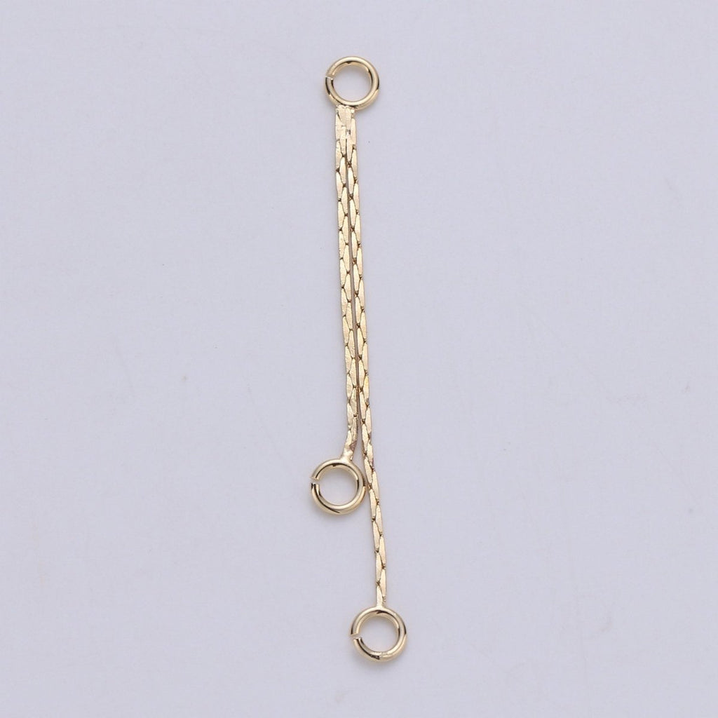 Hypoallergenic Gold Cobra Chain Double Loop Tassel Charm Supply | K-425 - DLUXCA