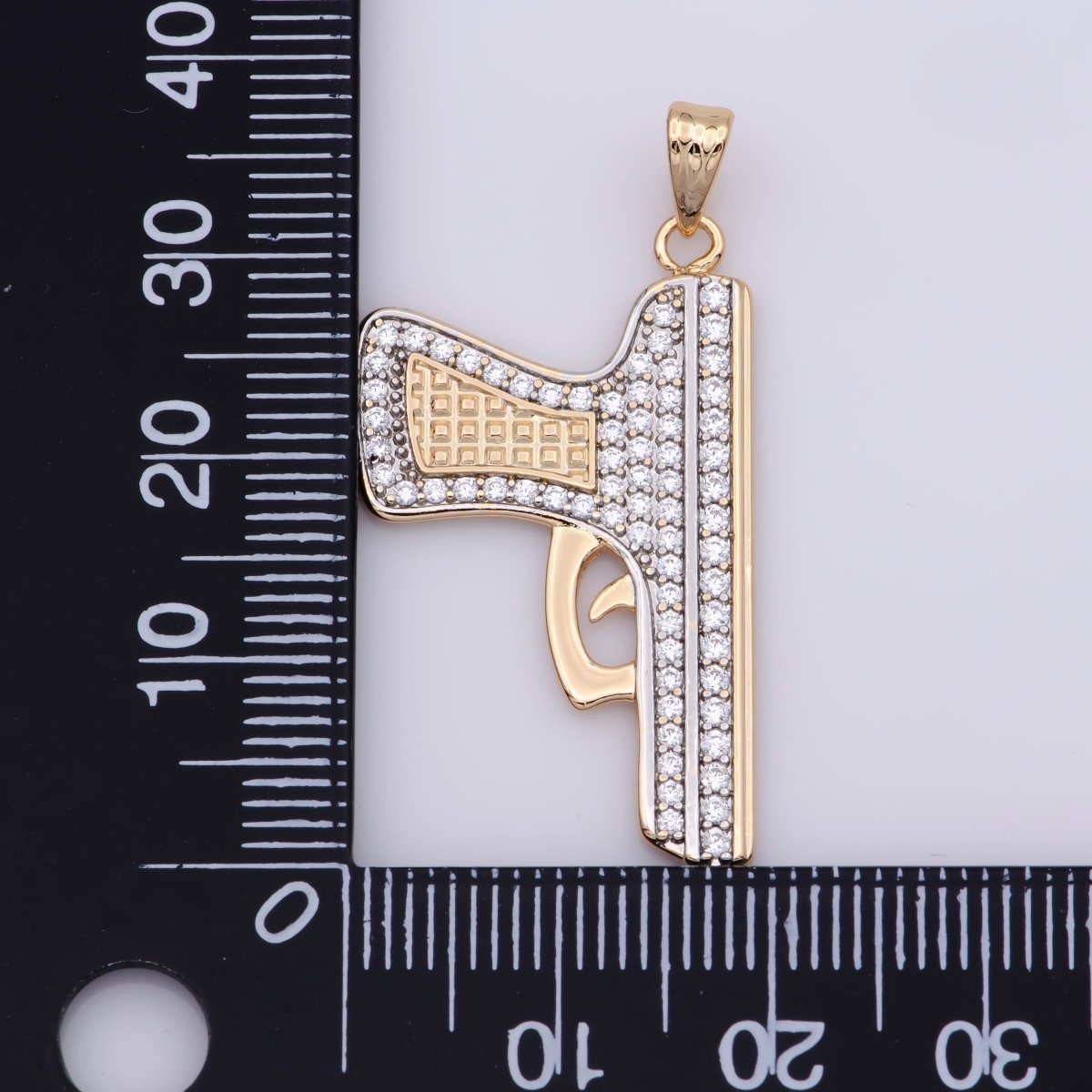 Iced Out Bling 18K Gold plated Pistol Pendant For Necklace Cubic Gun Charm Micro Pave Charm Statement Jewelry Making Supplies Supply Leo-995 - DLUXCA
