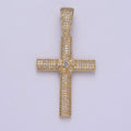 Iced Out Cubic Cross Pendant in 14k Gold plated Charm for Religious Statement Jewelry H-313 - DLUXCA