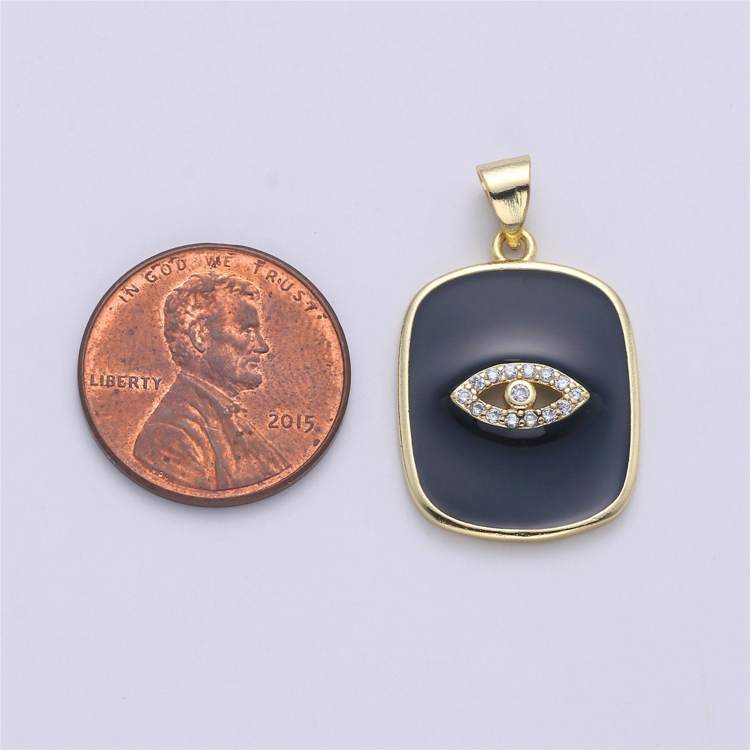 Gold Enamel Evil Eye Charm Tag Pendant, Black White Eye of Ra charm, Enamel Jewelry for Necklace Component I-452 I-453