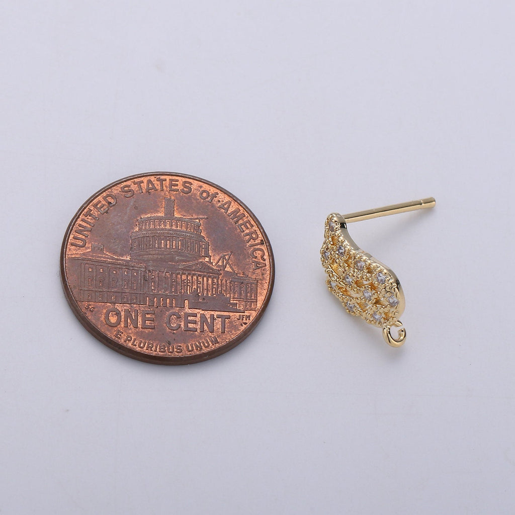 1 pair Wing Stud Earring Charm • 24k Gold plated• Micro Pave angel wing • Jewelry Making Supplies • Open Link for Jewelry Making Supply - DLUXCA