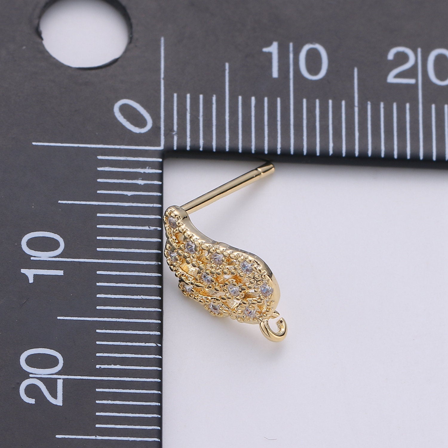 1 pair Wing Stud Earring Charm • 24k Gold plated• Micro Pave angel wing • Jewelry Making Supplies • Open Link for Jewelry Making Supply - DLUXCA