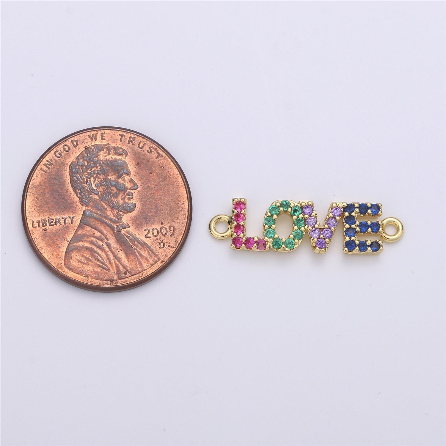 Love Charm Connector, Bracelet Connector, Jewelry Connectors, Love Charm, Necklace Connectors, Love Connectors, Micro Pave Cubic Zirconia - DLUXCA