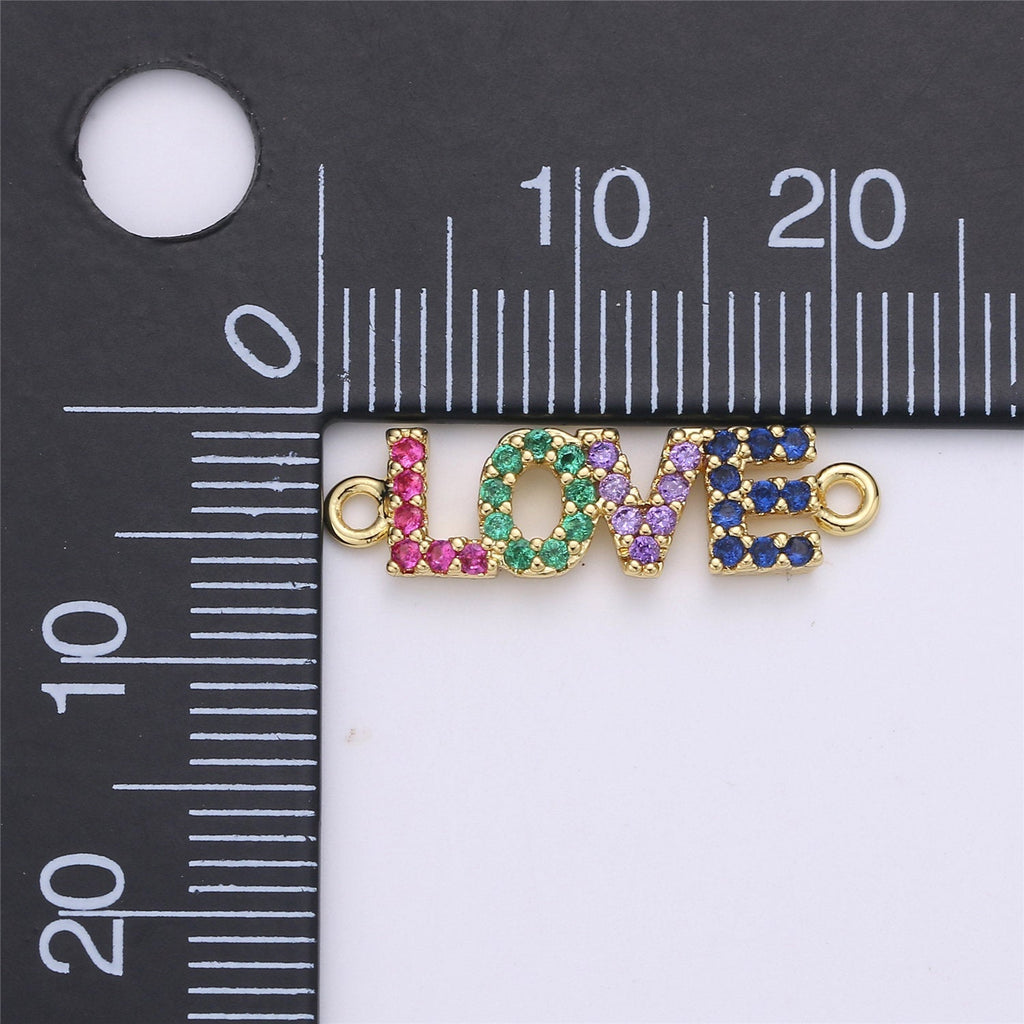 Love Charm Connector, Bracelet Connector, Jewelry Connectors, Love Charm, Necklace Connectors, Love Connectors, Micro Pave Cubic Zirconia - DLUXCA