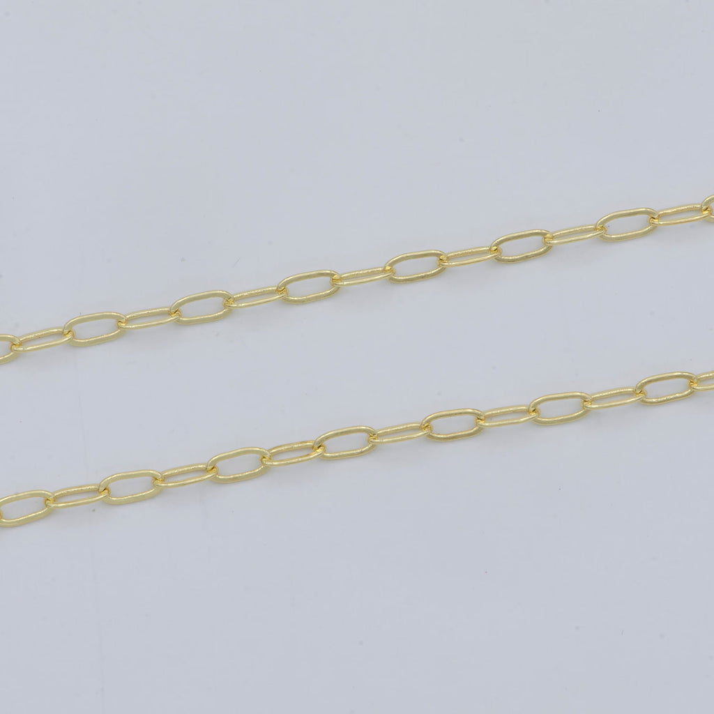 24K Gold plated 5mm Minimalist Paperclip Unfinished Chain by Yard | Roll-00471