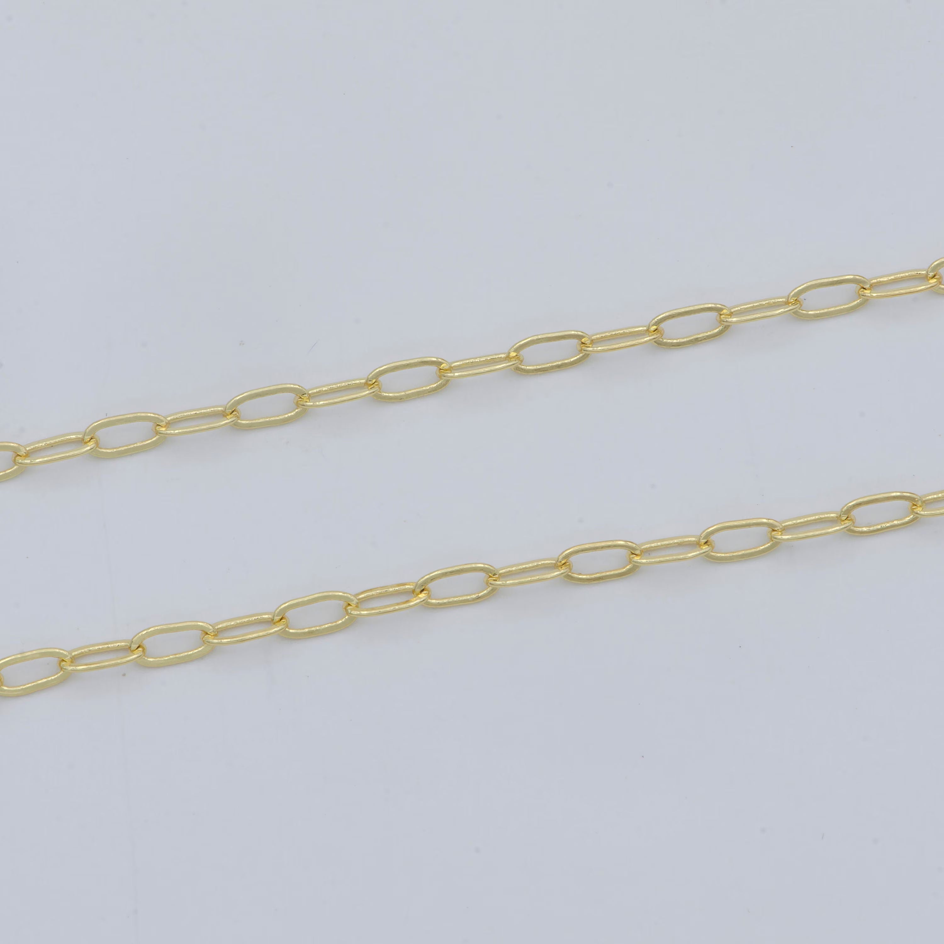 24K Gold plated 5mm Minimalist Paperclip Unfinished Chain by Yard | Roll-00471