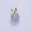 Iridescent Purple Glass Bead Nature Fruit Charm Pendant For Jewelry Making | X-187 - DLUXCA
