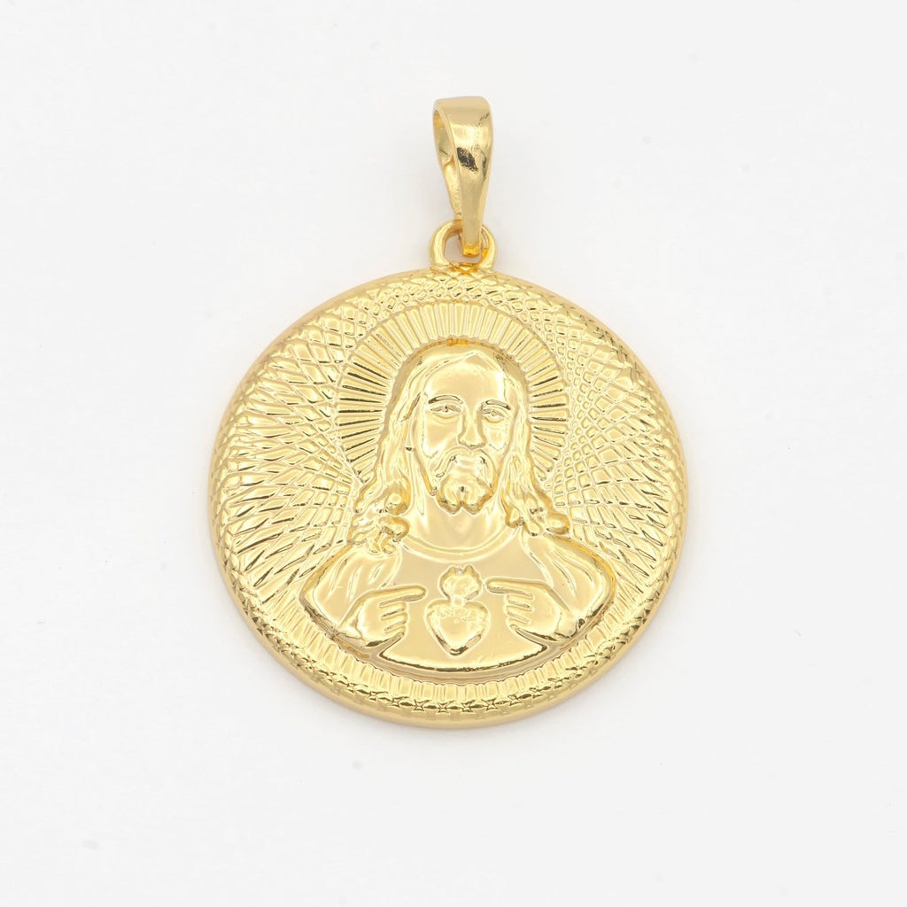 Jesus Christ Pendant Gold Plated Necklace - Sacred Heart of Jesus Christ Pendant - Rose Gold Plated Pendant - Religious Pendant H-207