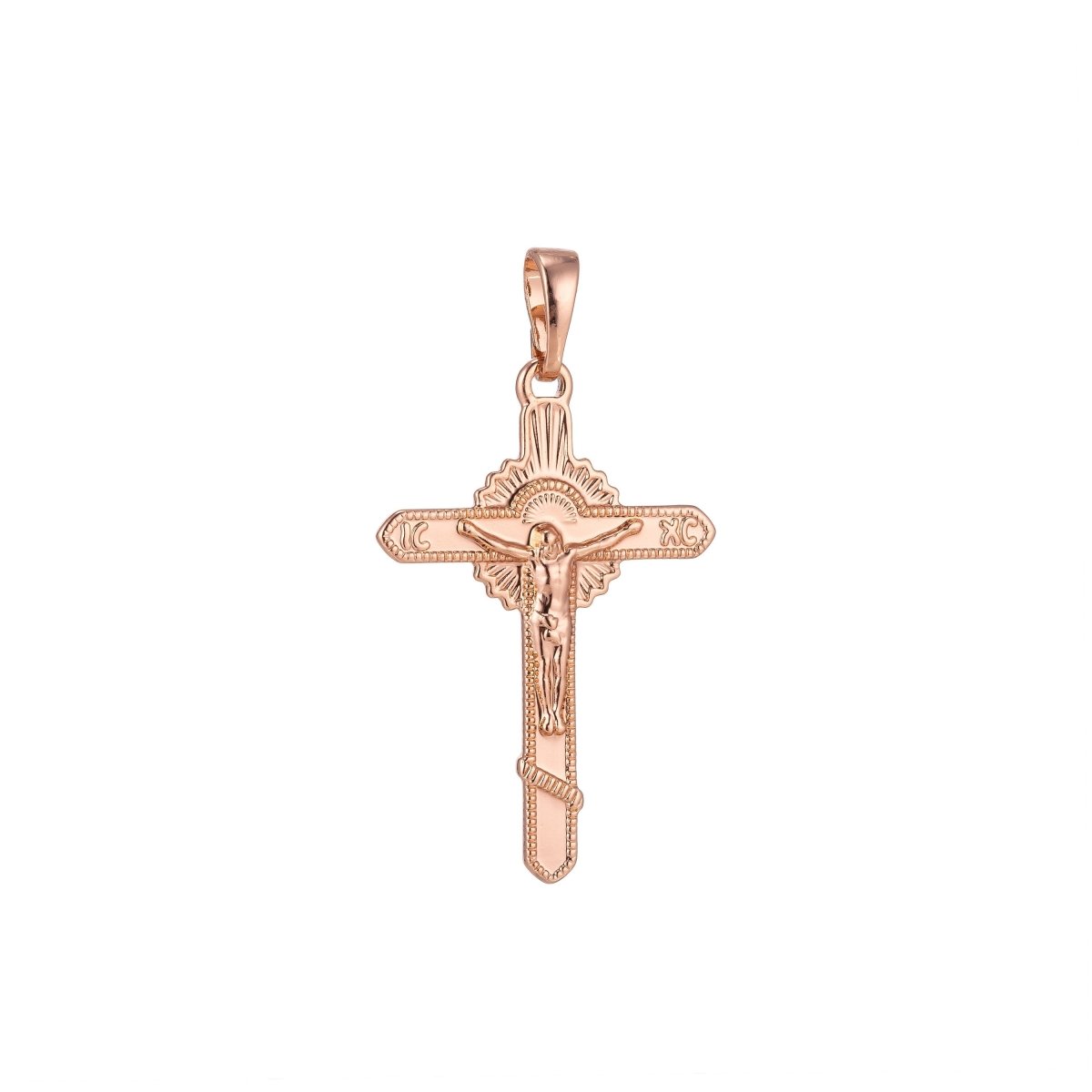 Jesus on the Cross Charm, 18K Gold plated Pendant Dainty Cross Necklace Charm for Jewelry Making H-880 - DLUXCA