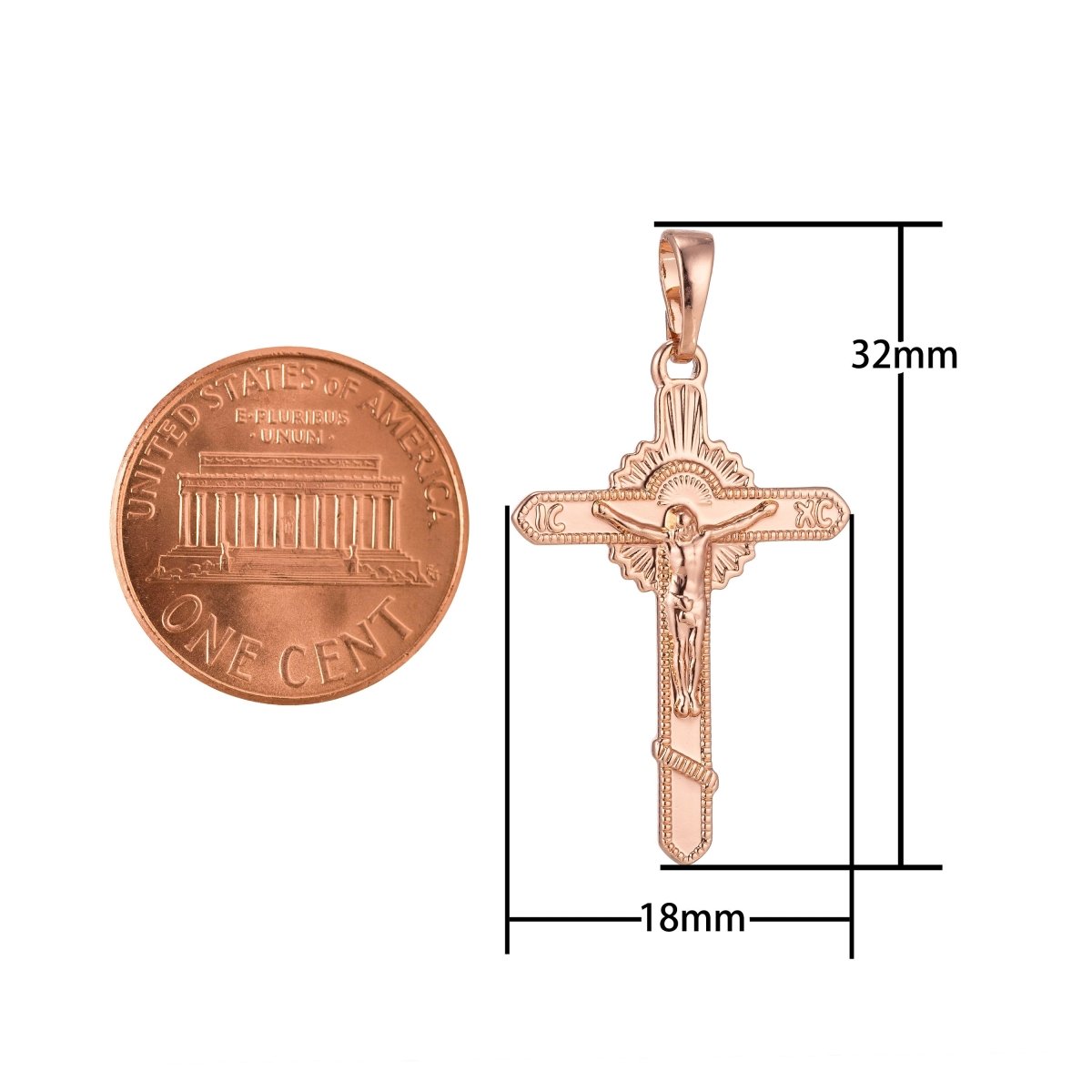 Jesus on the Cross Charm, 18K Gold plated Pendant Dainty Cross Necklace Charm for Jewelry Making H-880 - DLUXCA