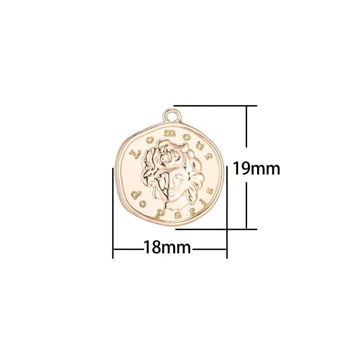 L'Amour de Paris Gold plated Pendant Coin Medallion Charm for Bracelet Dainty Delicate Necklace Earring Findings for Jewelry Making - DLUXCA