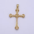 Large Gold CZ Micro Pave Cross Pendant, Cubic Zirconia Charm Micro Pave Jewelry Findings H-325 - DLUXCA