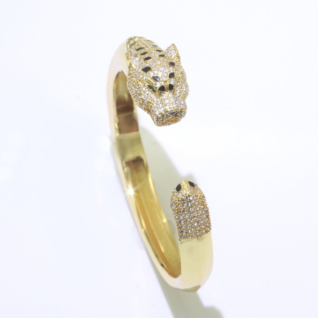 Leopard Bracelet Gold plated Women Bangle Bracelet with Zircon Panther Bracelet For Women Fashion Jewelry Wholesale | WA-145 Clearance Pricing - DLUXCA