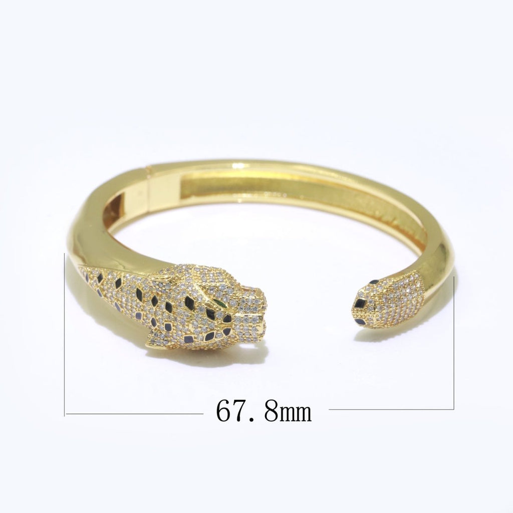 Leopard Bracelet Gold plated Women Bangle Bracelet with Zircon Panther Bracelet For Women Fashion Jewelry Wholesale | WA-145 Clearance Pricing - DLUXCA