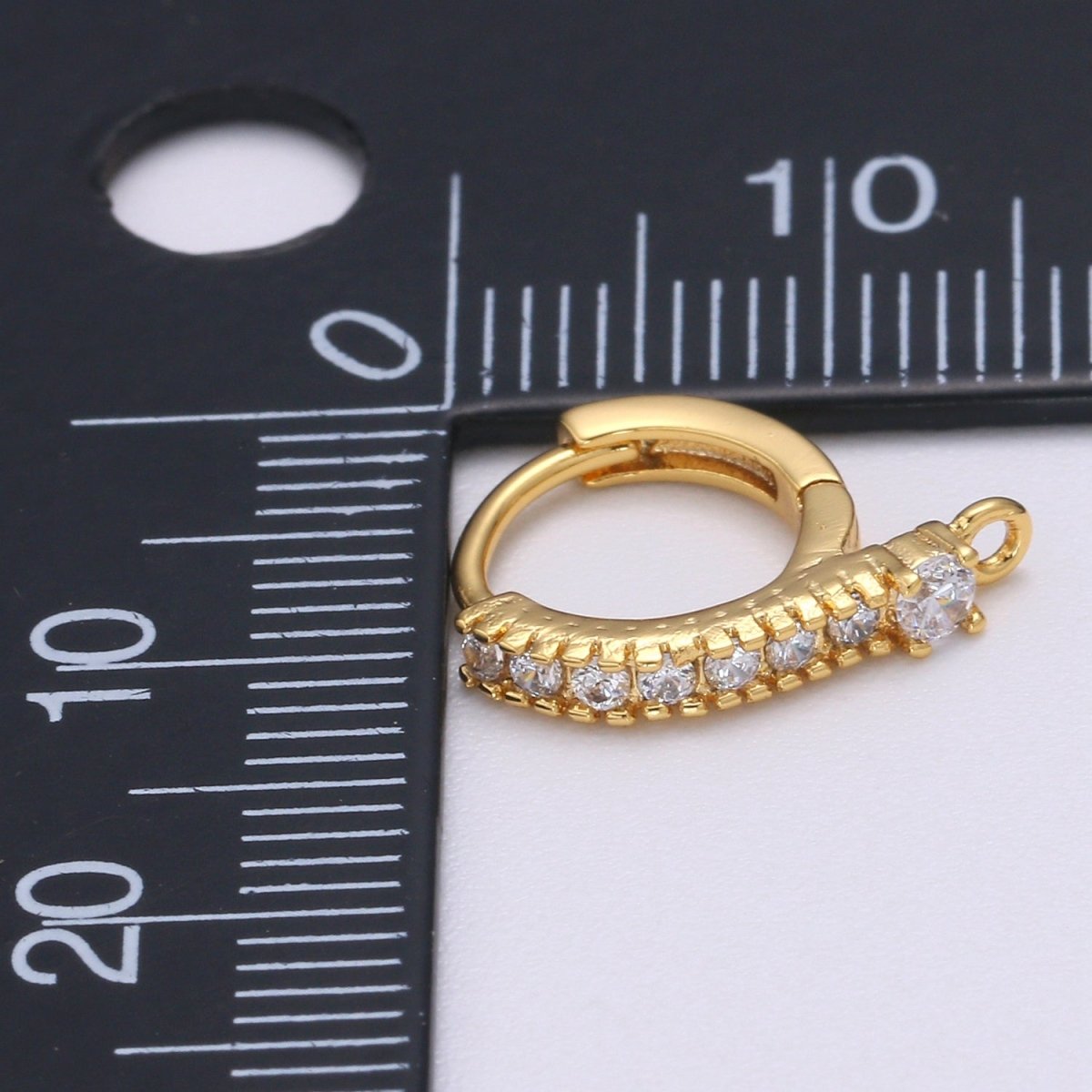 Lever Back Earring Mini Huggie Earring 24K Gold plated Cz Micro Pave Hoops with open link for Jewelry Making Supply L-234 - DLUXCA