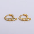 Lever Back Earring Mini Huggie Earring 24K Gold plated Cz Micro Pave Hoops with open link for Jewelry Making Supply L-234 - DLUXCA