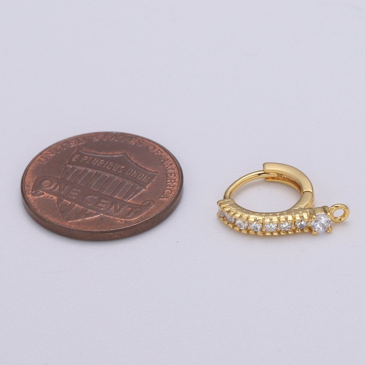 Lever Back Earring Mini Huggie Earring 24K Gold plated Cz Micro Pave Hoops with open link for Jewelry Making Supply L-234 - DLUXCA