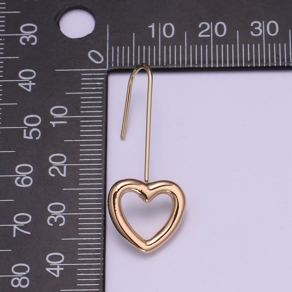 Light Gold Earring Hooks - 18K Gold plated Heart Ear Wires - Gold Ear Hook - Jewelry Findings for Minimalist jewelry gift P-081 - DLUXCA
