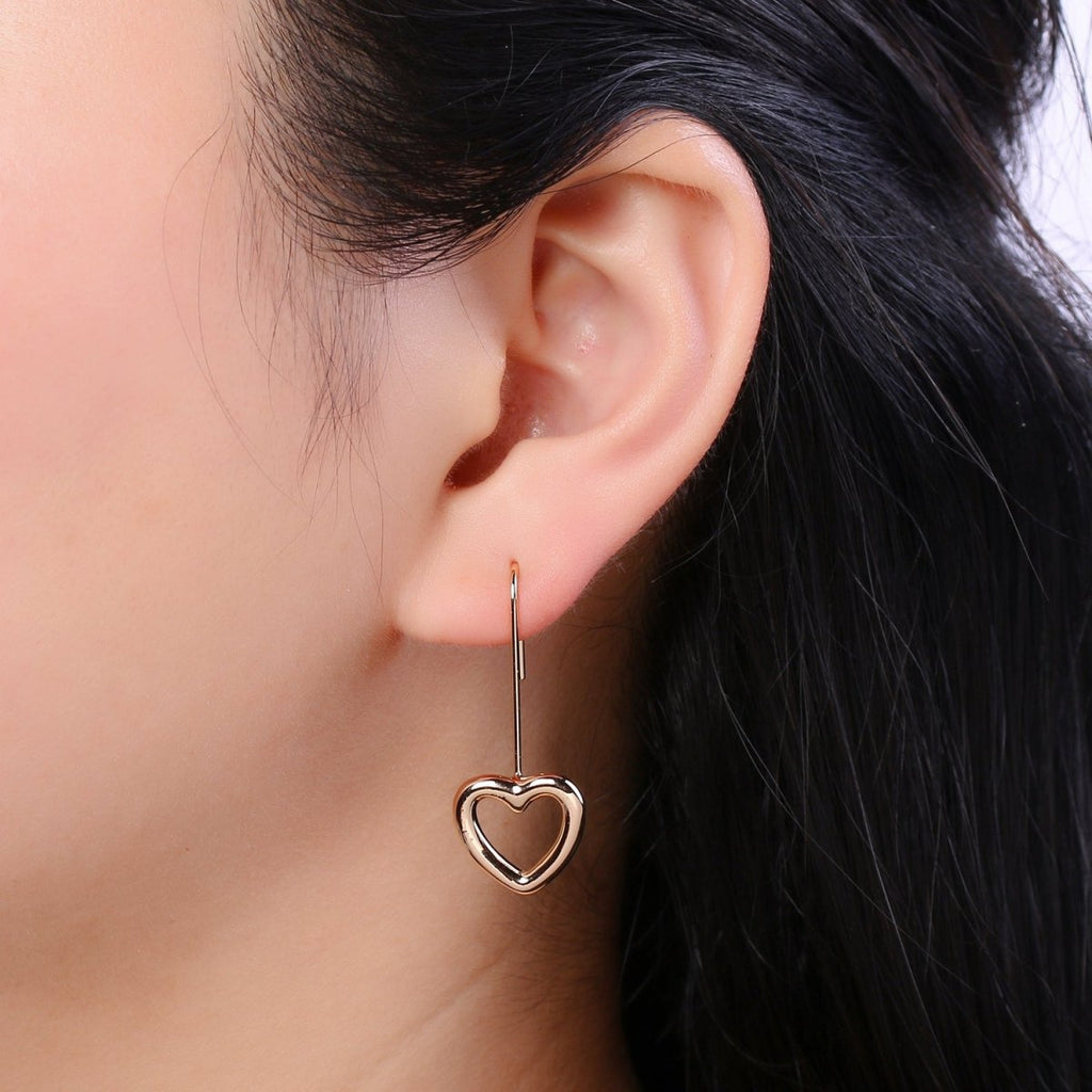 Light Gold Earring Hooks - 18K Gold plated Heart Ear Wires - Gold Ear Hook - Jewelry Findings for Minimalist jewelry gift P-081 - DLUXCA