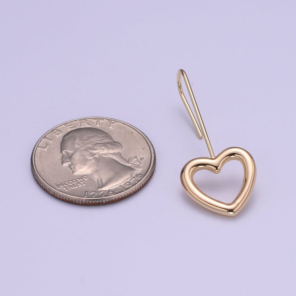 Light Gold Earring Hooks - 18K Gold plated Heart Ear Wires - Gold Ear Hook - Jewelry Findings for Minimalist jewelry gift P-081 - DLUXCA