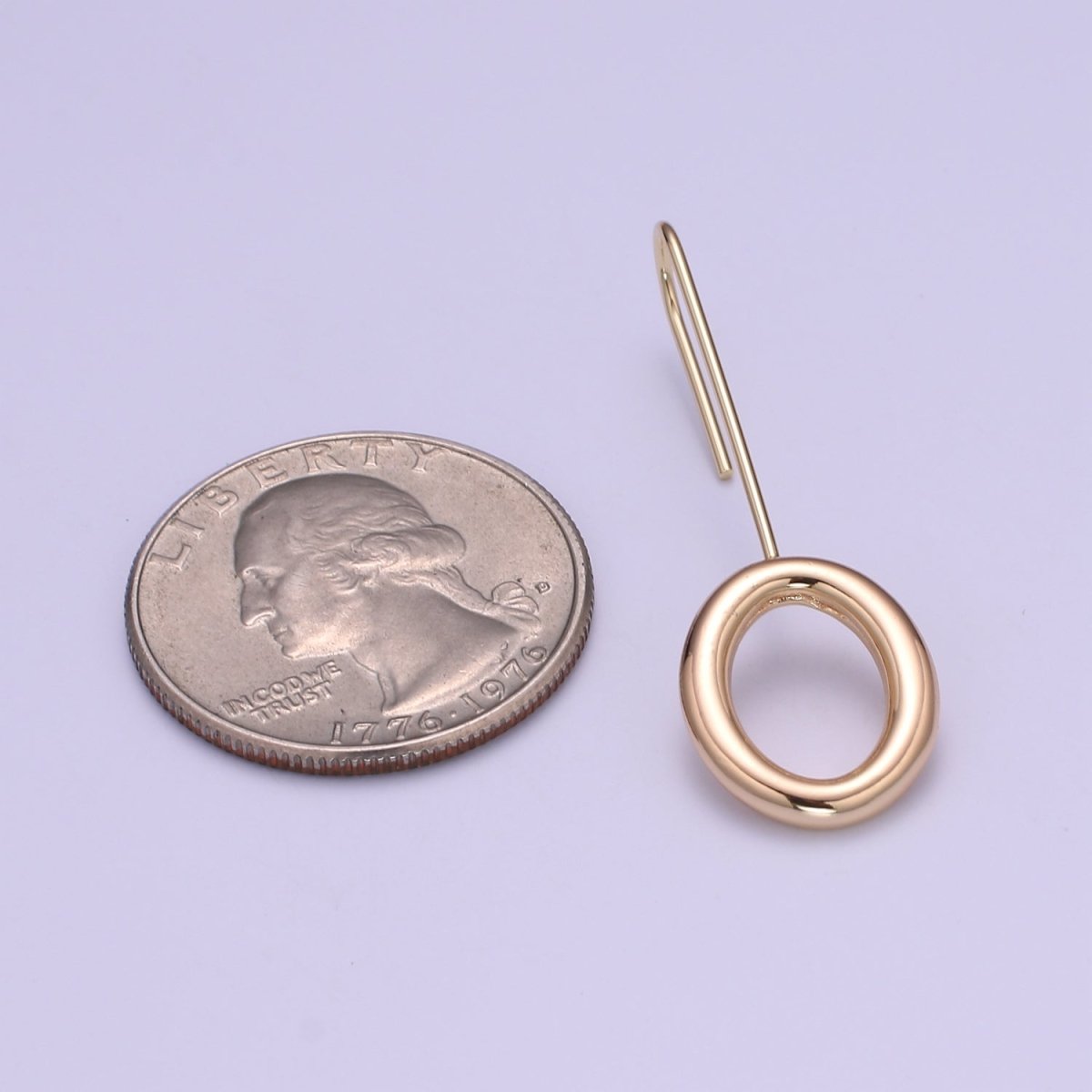 Light Gold Earring Hooks - 18K Gold plated OVAL Ear Wires - Gold Ear Hook - Jewelry Findings for Minimalist jewelry gift P-084 - DLUXCA