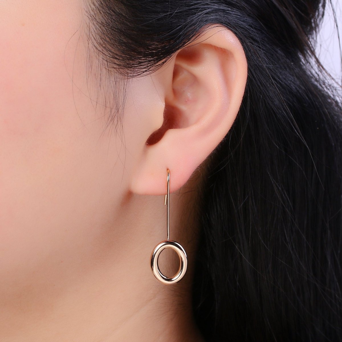 Light Gold Earring Hooks - 18K Gold plated OVAL Ear Wires - Gold Ear Hook - Jewelry Findings for Minimalist jewelry gift P-084 - DLUXCA