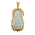 Light Green Natural Stone Buddha Jade Gold plated Pendant O-168 - DLUXCA