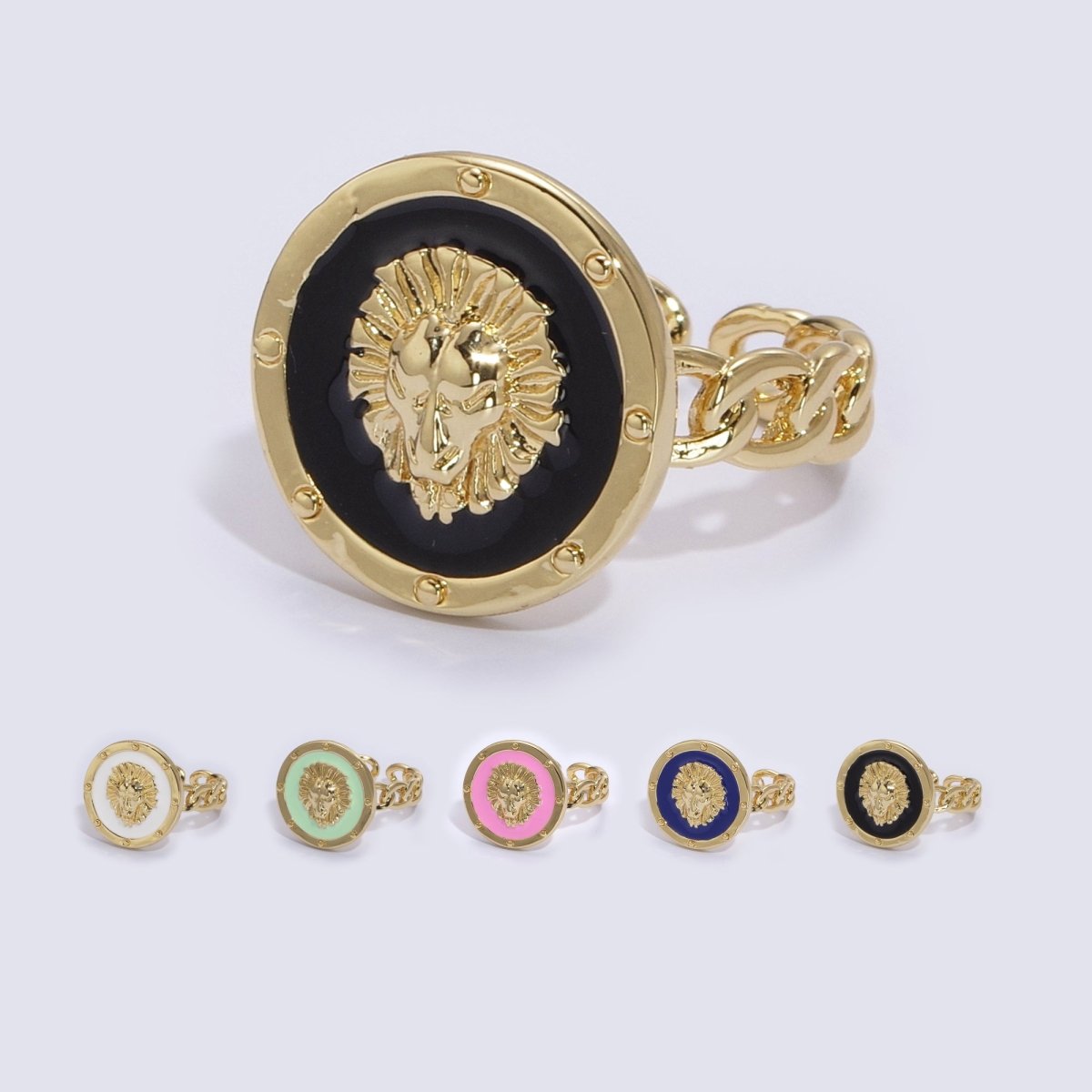 Lion ring, trendy ring, Enamel Leo ring, Adjustable Open Ring Lion King ring Open Adjustable U-055~U-059 - DLUXCA