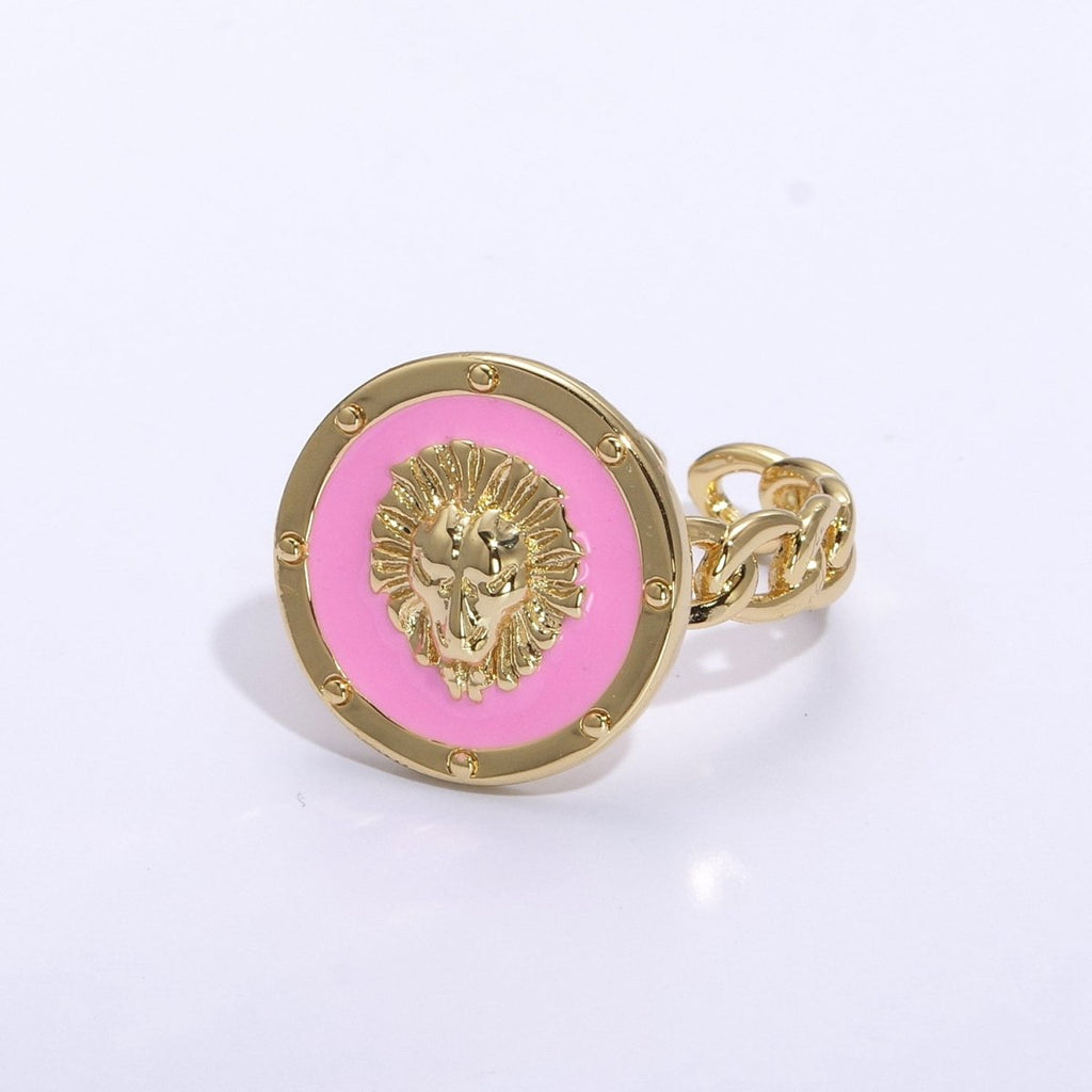 Lion ring, trendy ring, Enamel Leo ring, Adjustable Open Ring Lion King ring Open Adjustable U-055~U-059 - DLUXCA