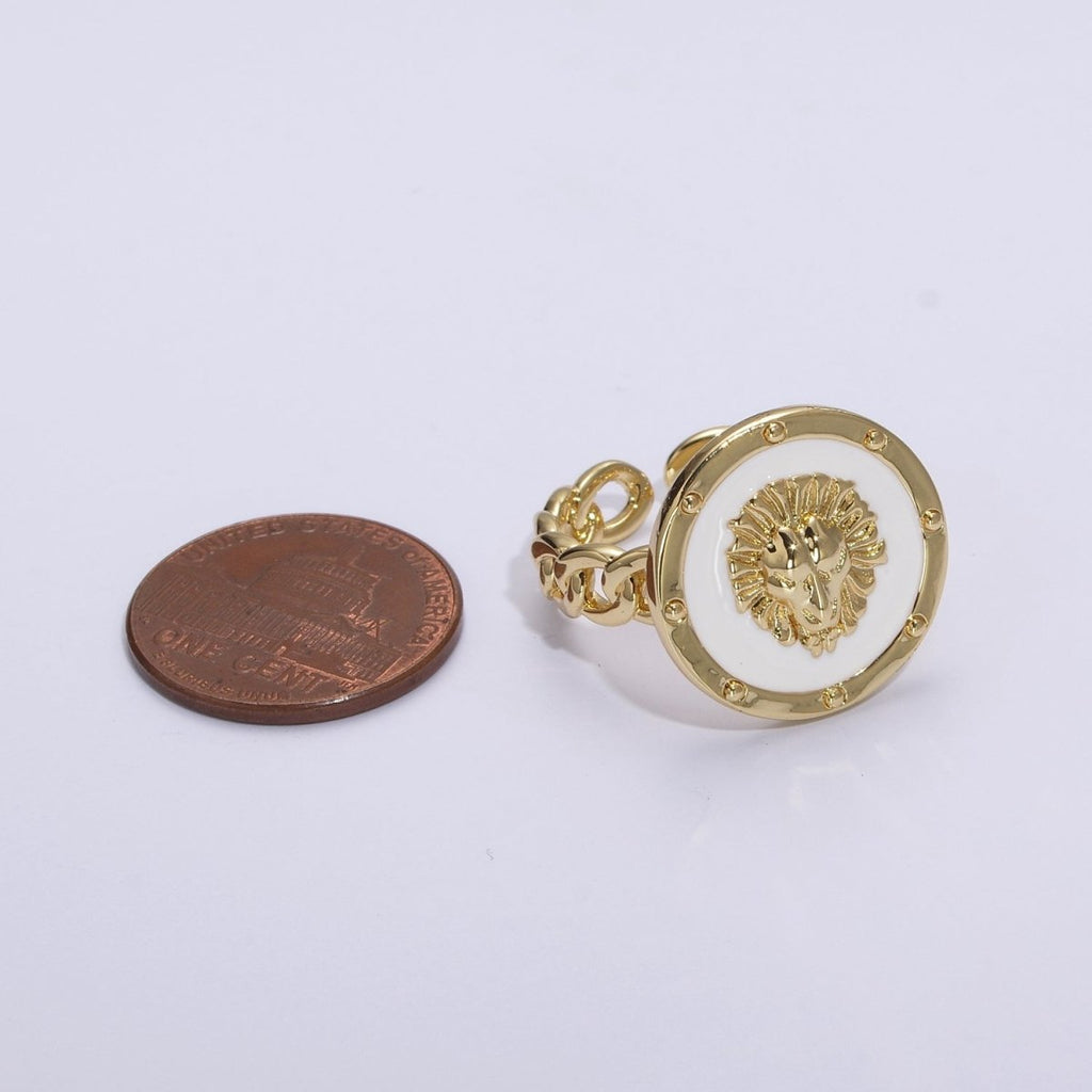 Lion ring, trendy ring, Enamel Leo ring, Adjustable Open Ring Lion King ring Open Adjustable U-055~U-059 - DLUXCA