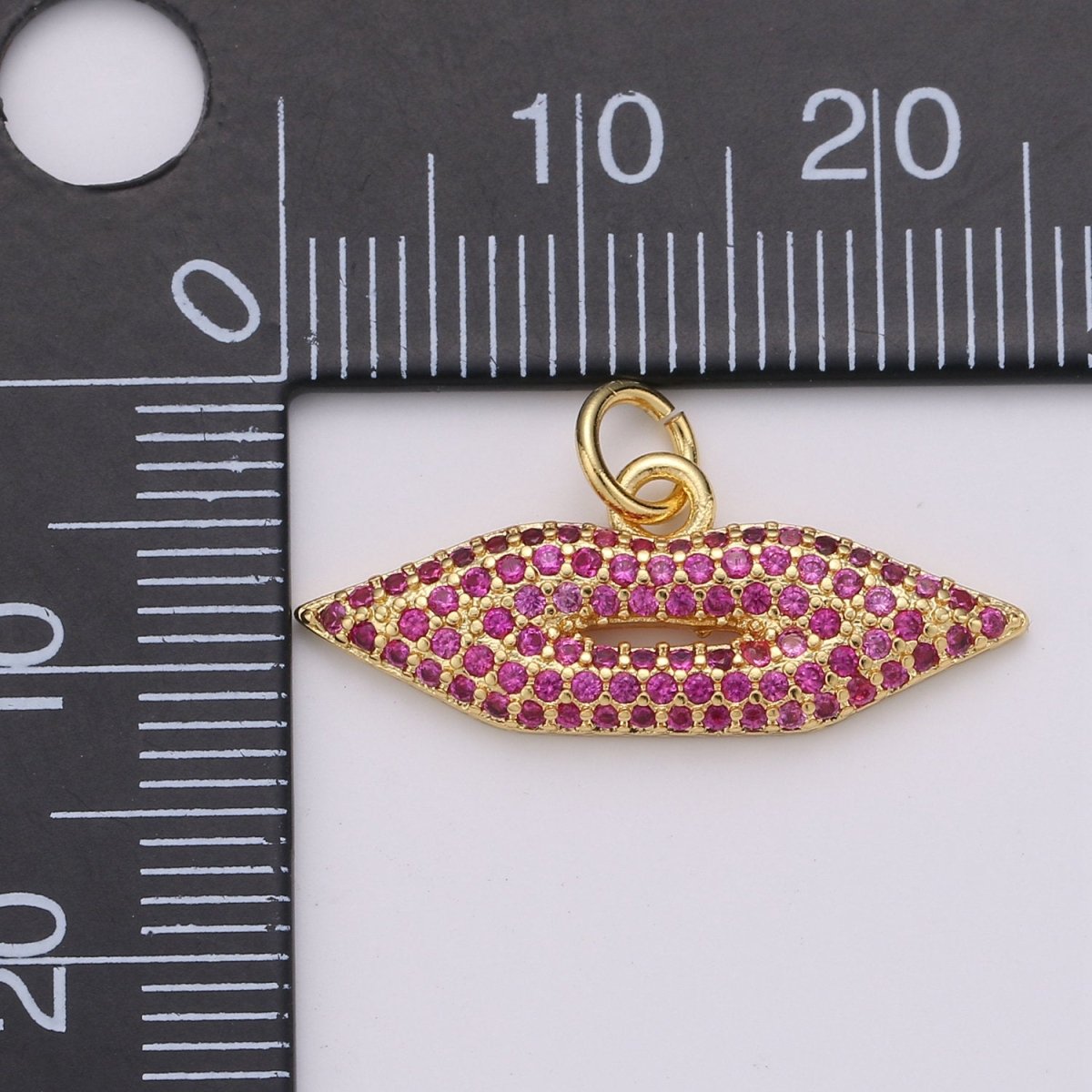 Lips Charm Pendant, Pave Lips Charms Pendants, CZ Lips Charm, Sexy Lips Charm Pendant, 24k Gold plated Charm for Necklace Bracelet Earring D-342 - DLUXCA