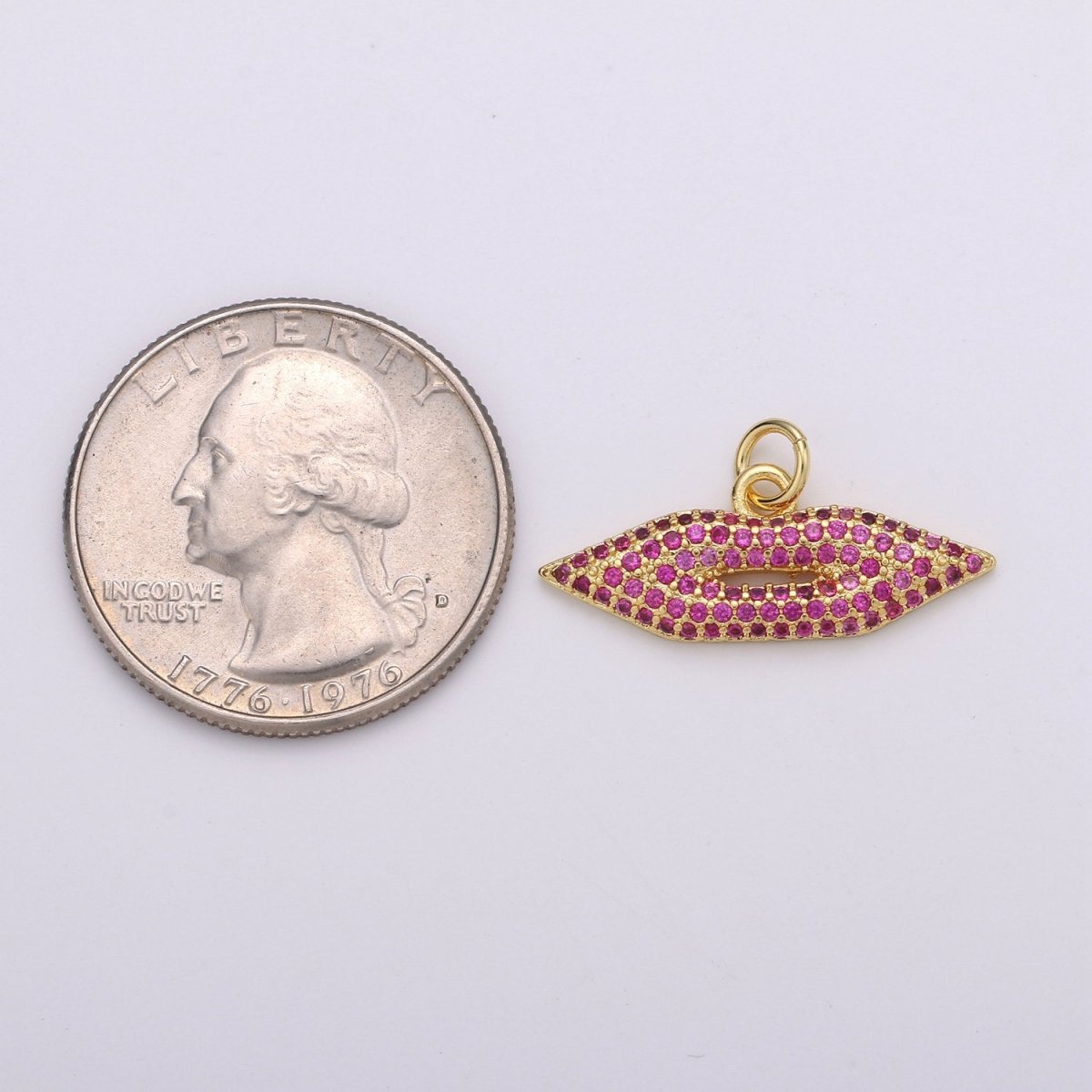 Lips Charm Pendant, Pave Lips Charms Pendants, CZ Lips Charm, Sexy Lips Charm Pendant, 24k Gold plated Charm for Necklace Bracelet Earring D-342 - DLUXCA